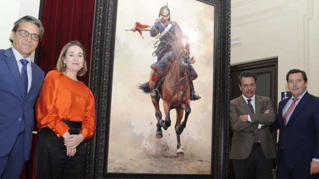 La obra «Farnesio, por España, cabalga y carga» de Ferrer-Dalmau, en el Casino de Madrid