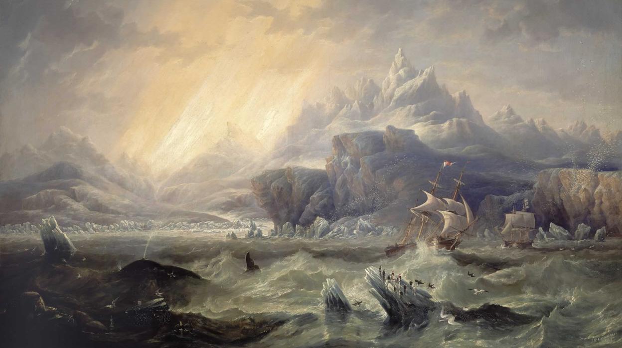 El «Erebus» y el «Terror» en la Antártida (J. W. Carmichael, Museo Marítimo de Londres)