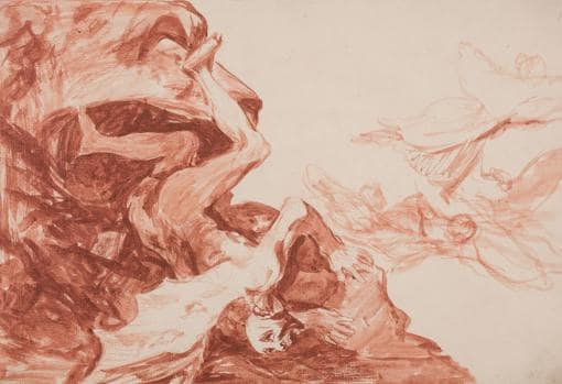 «La desesperación de Satán». Dibujo preparatorio para un Disparate no grabado. Goya. 1814-1816