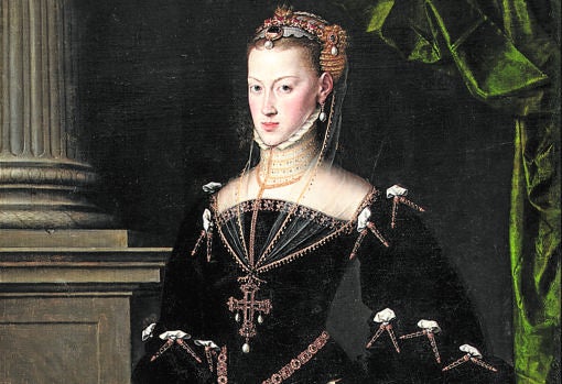 «Retrato de la emperatriz María de Austria», de Antonio Moro. Detalle