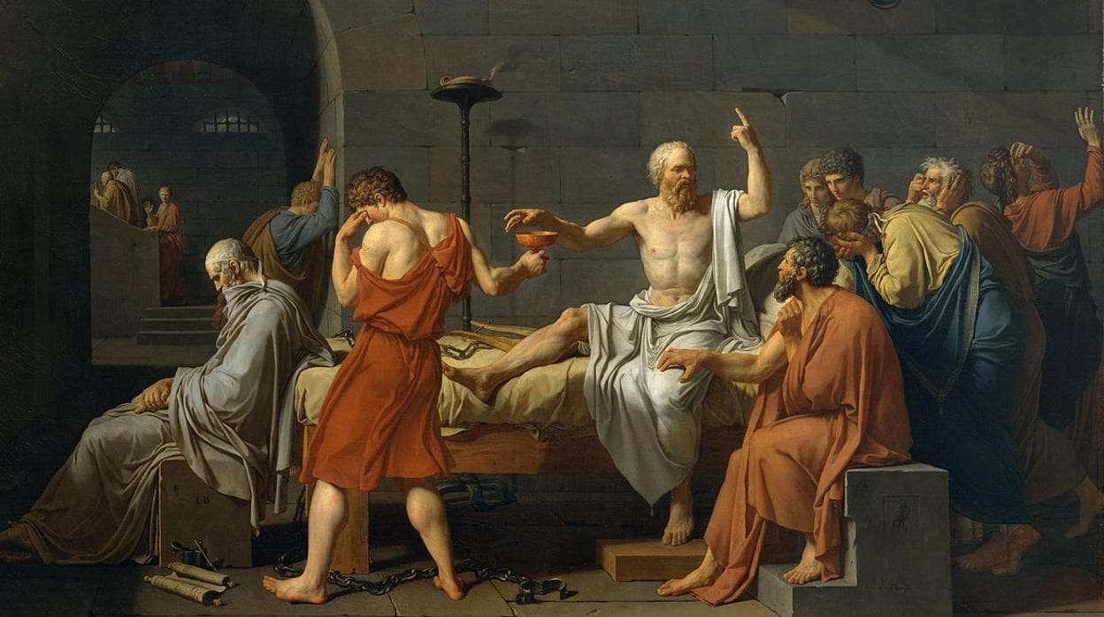 Detalle de «La muerte de Sócrates», de Jacques-Louis David