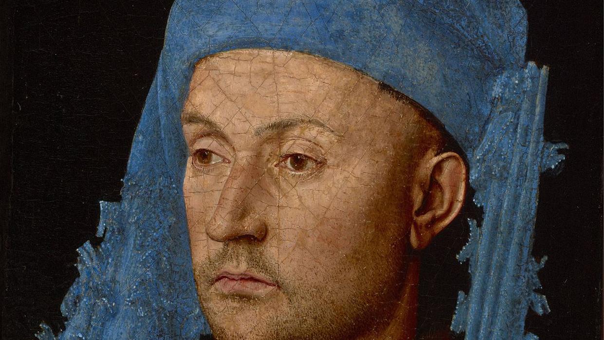 Detalle de «Retrato de un orfebre», de Jan van Eyck. Museo Brukenthal, Rumanía