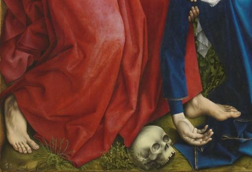 Detalle de «El Descendimiento», de Rogier van der Weyden. A los pies de San Juan Bautista vemos una milenrama