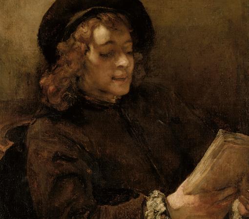 Detalle de «Tito van Rijn, hijo del artista, leyendo» (h.1660-65), de Rembrandt. Kunsthistorisches Museum, Viena