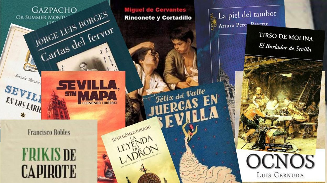 Portadas de algunos libros donde aparece Sevilla