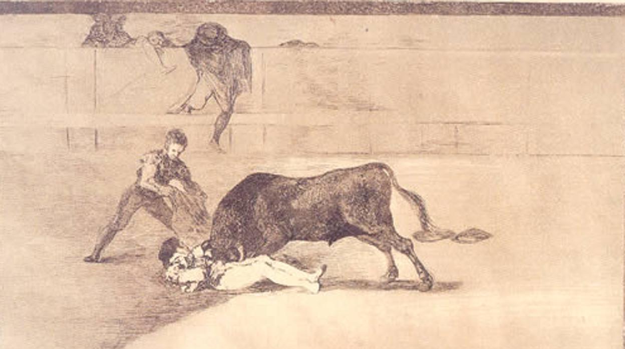 La cogida de Pepe-Hillo, en el grabado 33 de La Tauromaquia de Goya