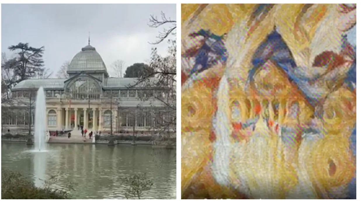 El Palacio de Cristal con y sin estilo Van Gogh