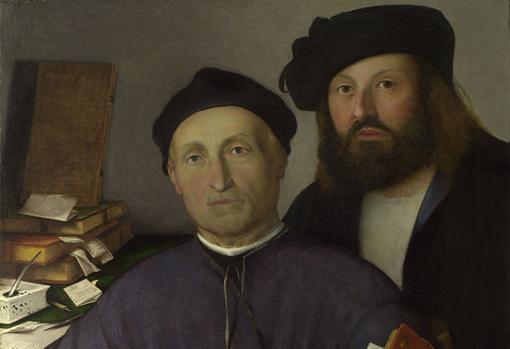 Detalle de «El médico Giovanni Agostino della Torre y su hijo», de Lorenzo Lotto