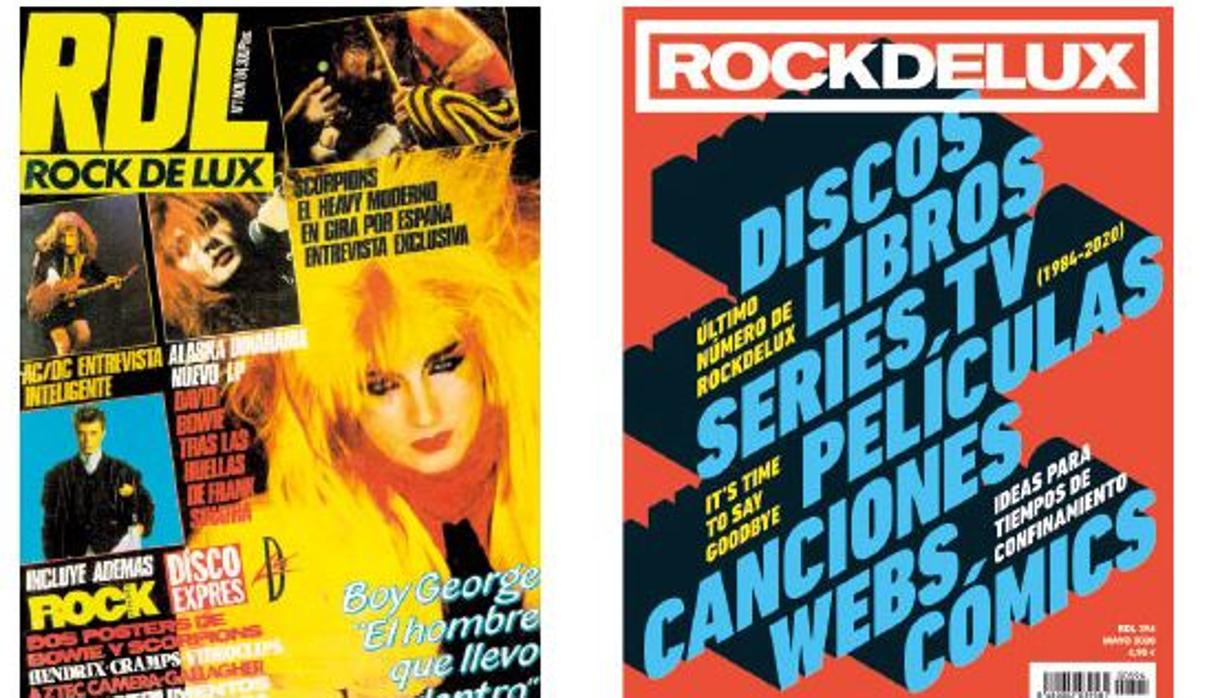 Portadas confrontadas del primer y el último número de "Rockdelux"