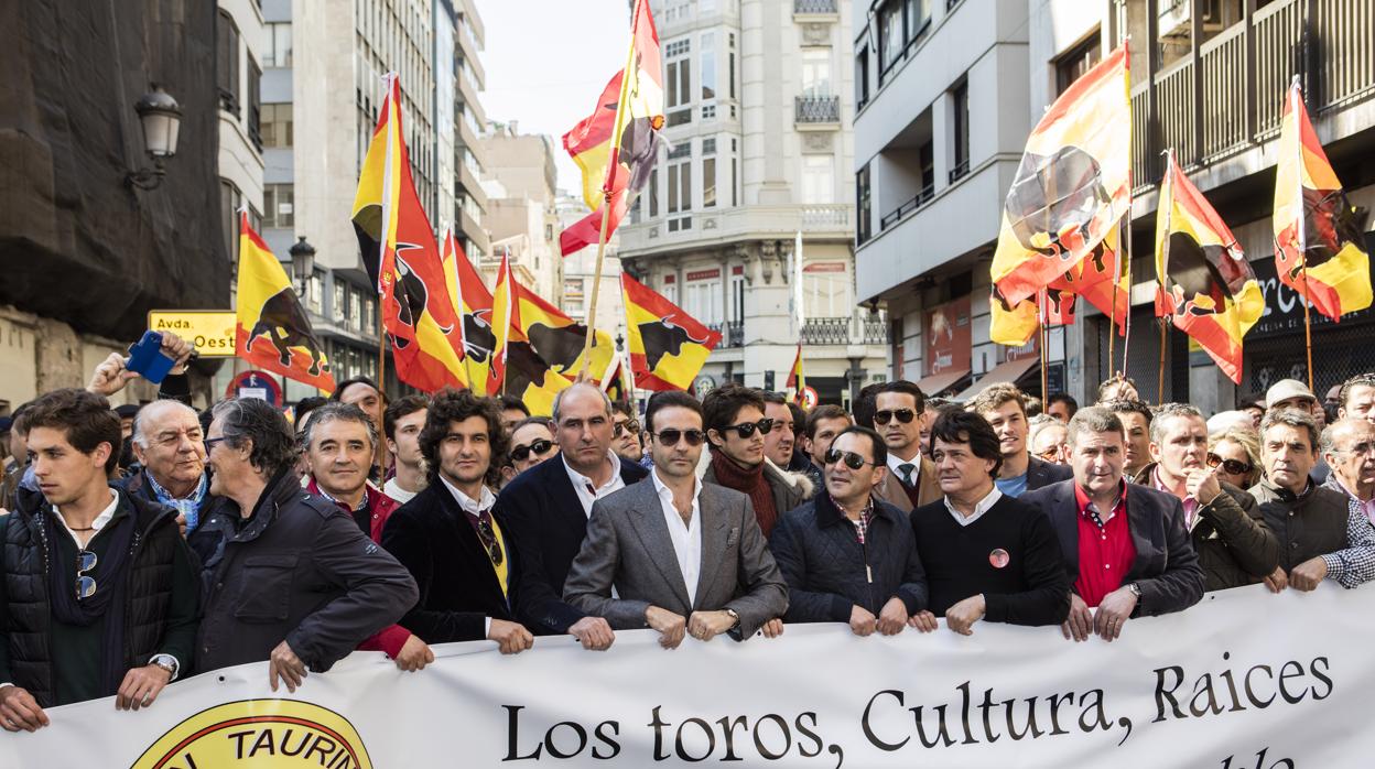 Manifestación taurina en Valencia en 2016