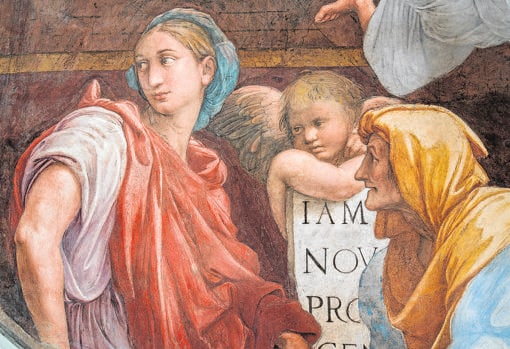 Detalle del fresco «Sibilas y ángeles»