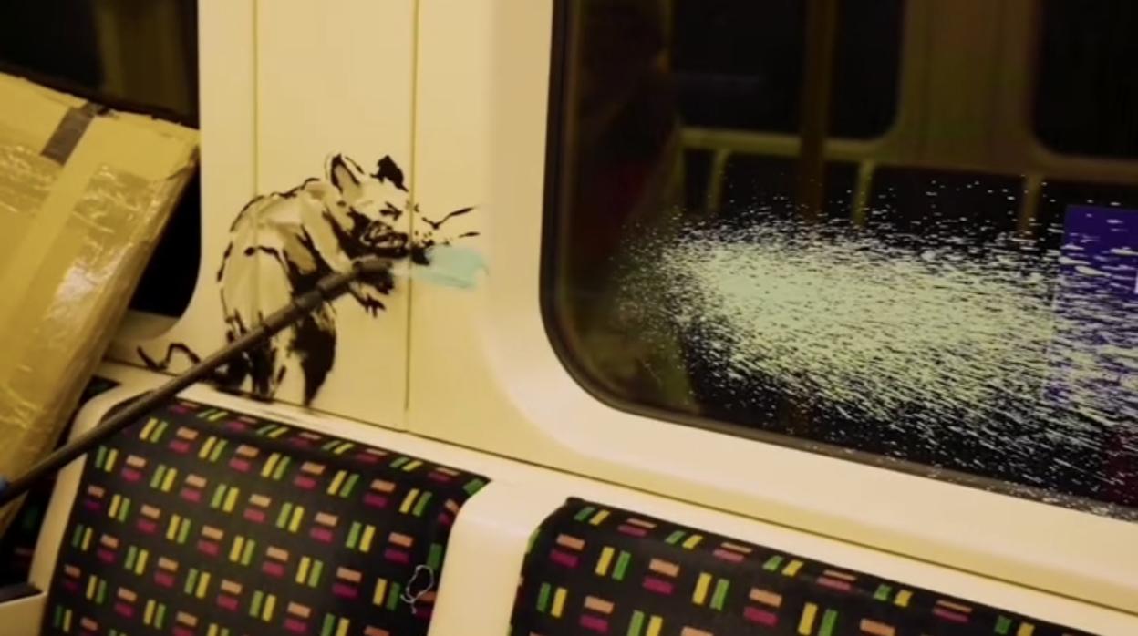 Una de las imágenes que Banksy ha dejado en el metro de Londres