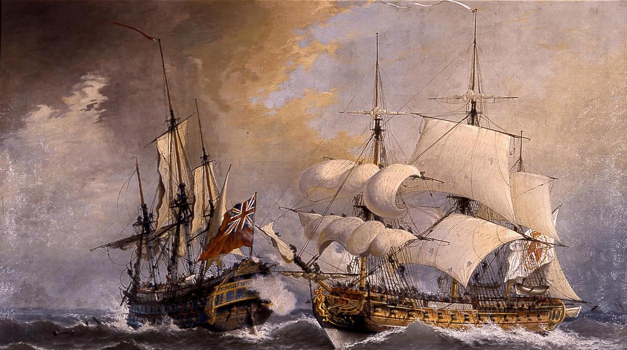 Combate de la fragata comandada por Blas de Lezo contra el navío Stanhope, por Ángel Cortellini