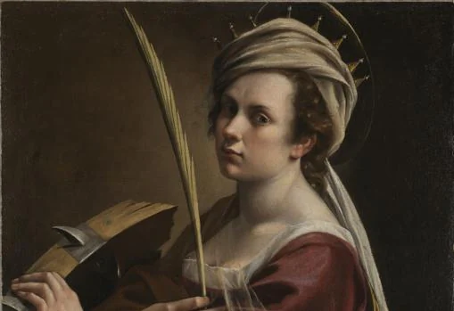 Detalle de «Autorretrato como Santa Catalina de Alejandría», de Artemisia Gentileschi