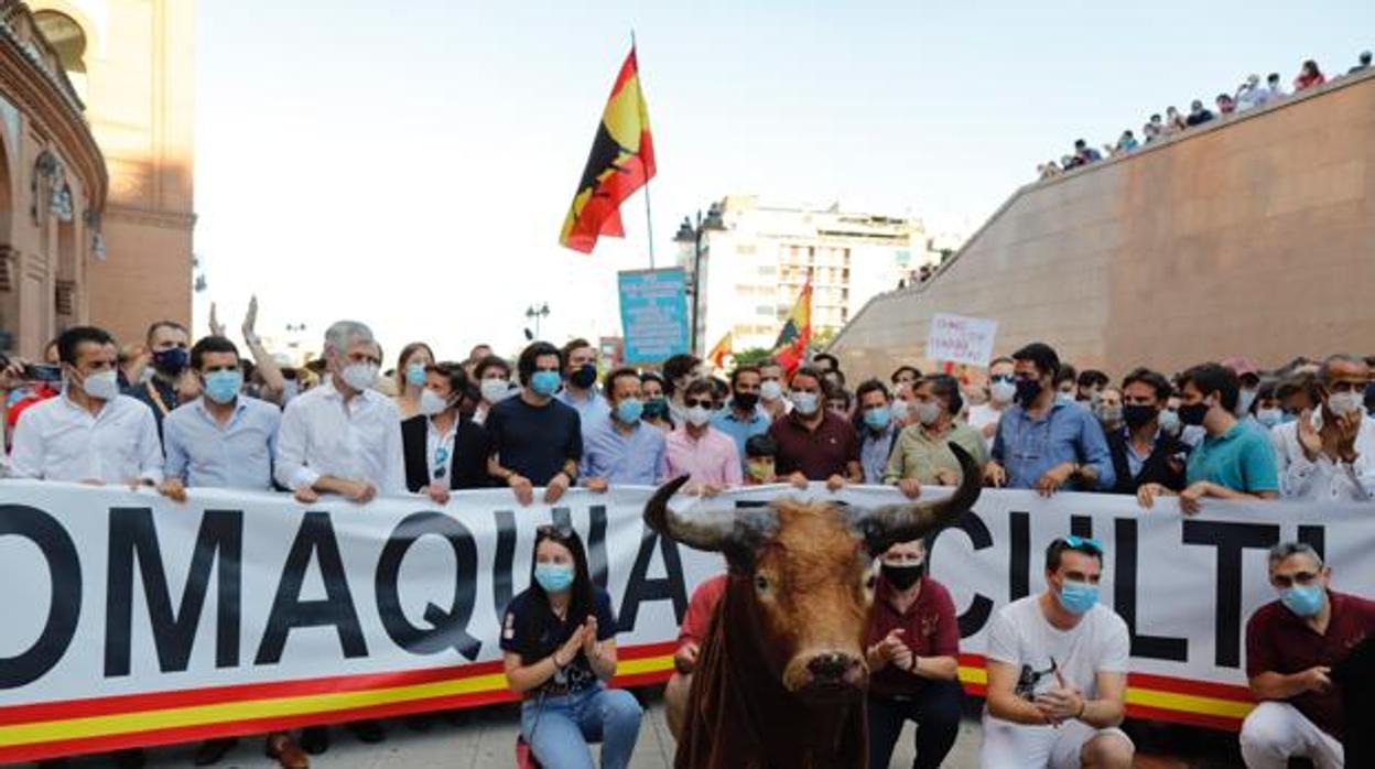 Imagen de las protestas en defensa de la tauromaquia que se celebraron en junio