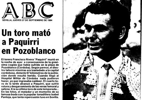 Portada del ABC del jueves 27 de septiembre de 1984