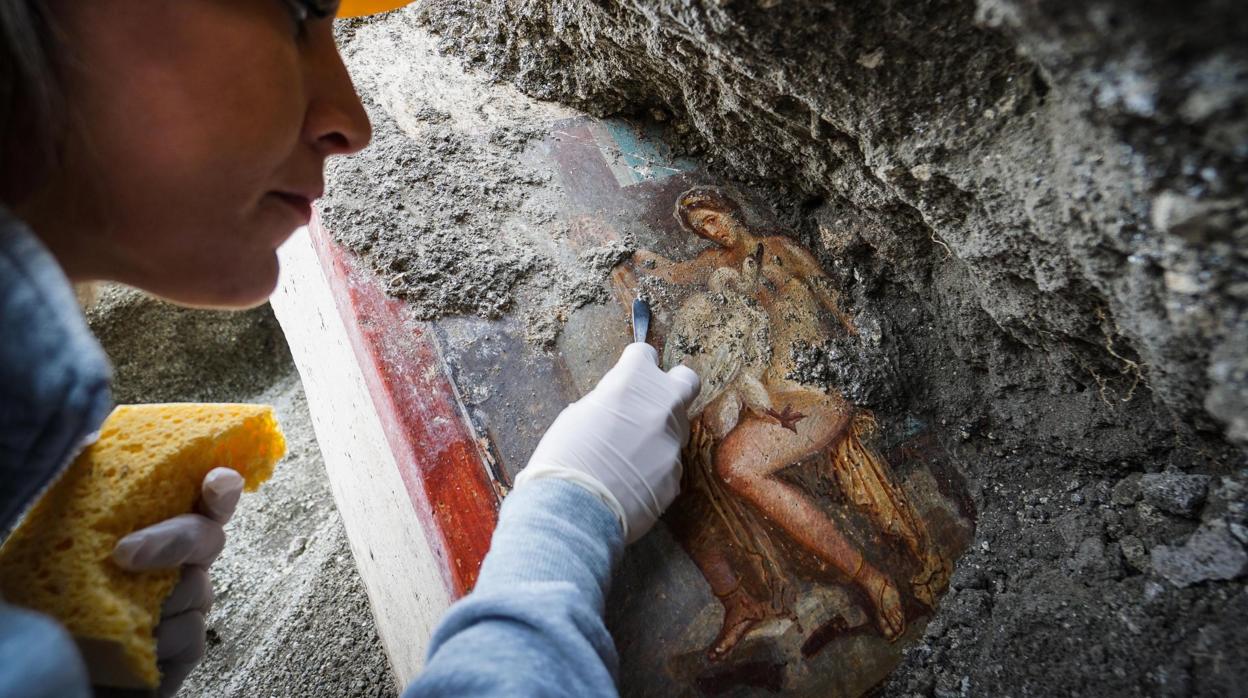 Imagen de archivo del fresco Leda y el cisne de Pompeya