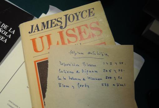 Anotaciones manuscritas de Delibes sobre el "Ulises" de Joyce