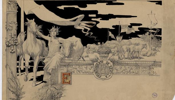 Hallan un dibujo de García Ramos entre los documentos del Archivo de Sevilla