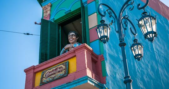 Muñeco de Maradona en La Boca, Buenos Aires