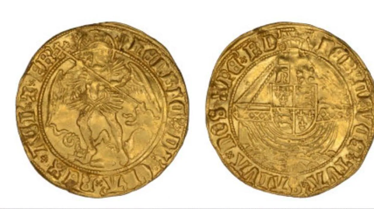 Ejemplo de moneda de oro del reinado de Enrique VIII