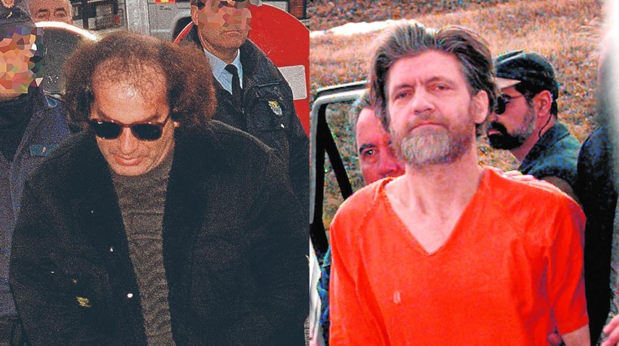 A la izquierda, Emilio Muñoz, el asesino de Anabel Segura. A la derecha, Unabomber