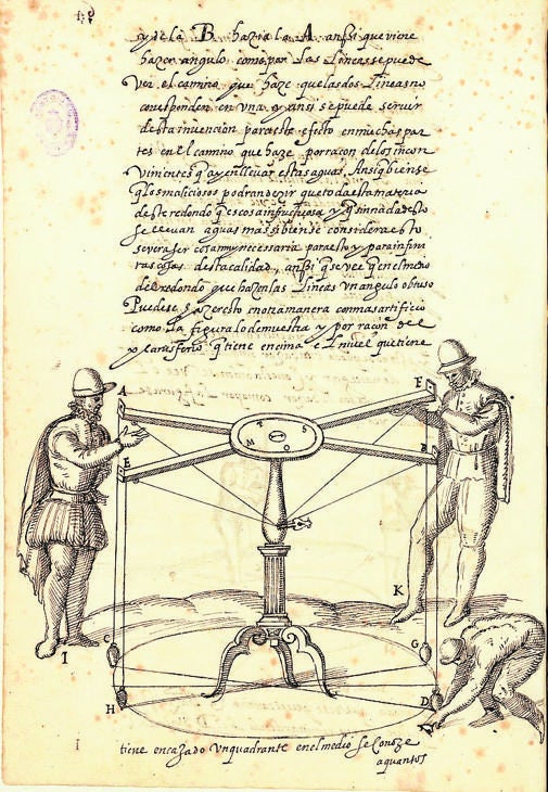 'Los veintiún libros de los ingenios y las máquinas' La muestra reúne las ilustraciones técnicas más hermosas de la época, como estos ingenios hidráulicos