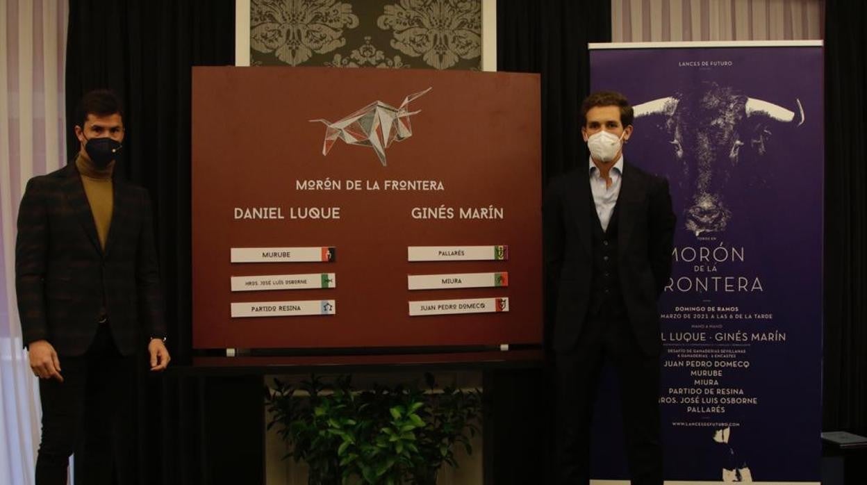 Daniel Luque y Ginés Marín, durante la presentación de la corrida