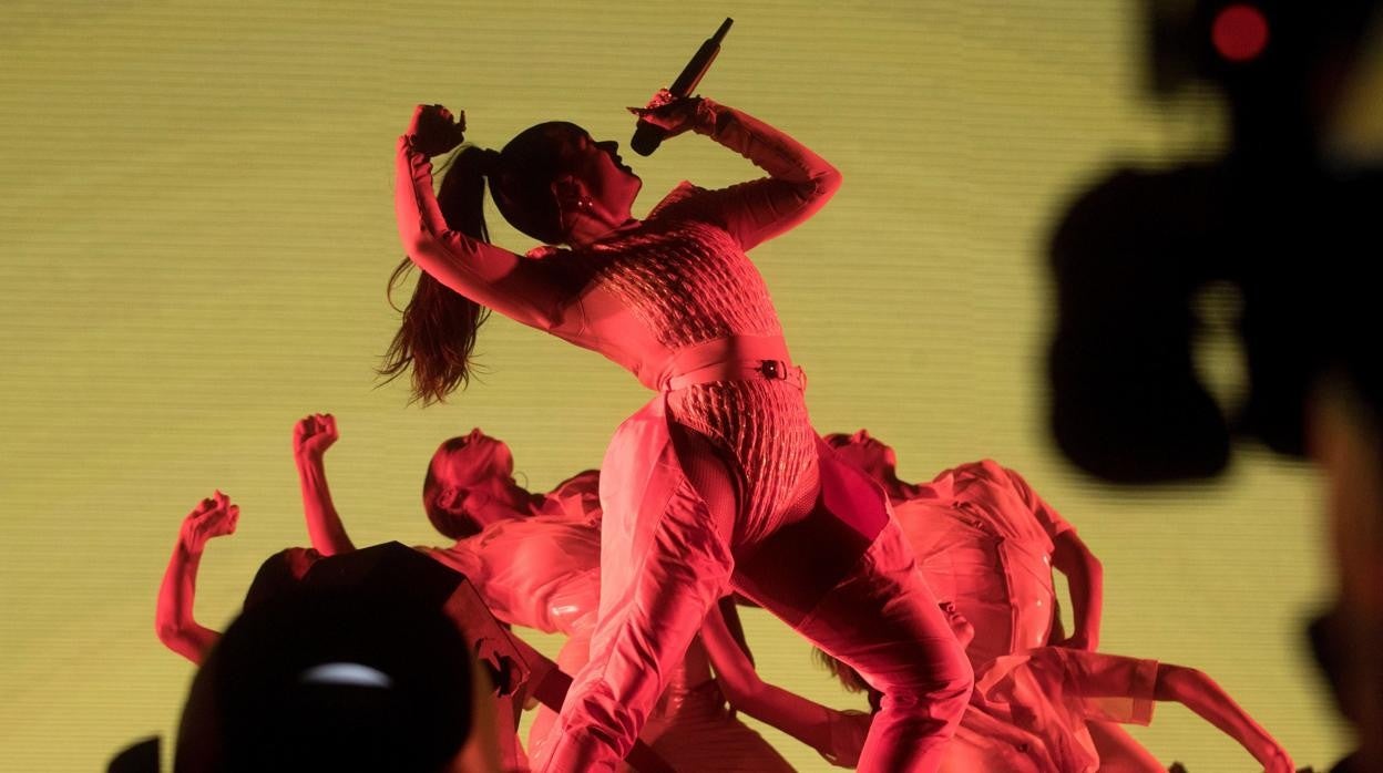 La cantante Rosalía, durante el concierto de la jornada de clausura del Primavera Sound de 2019