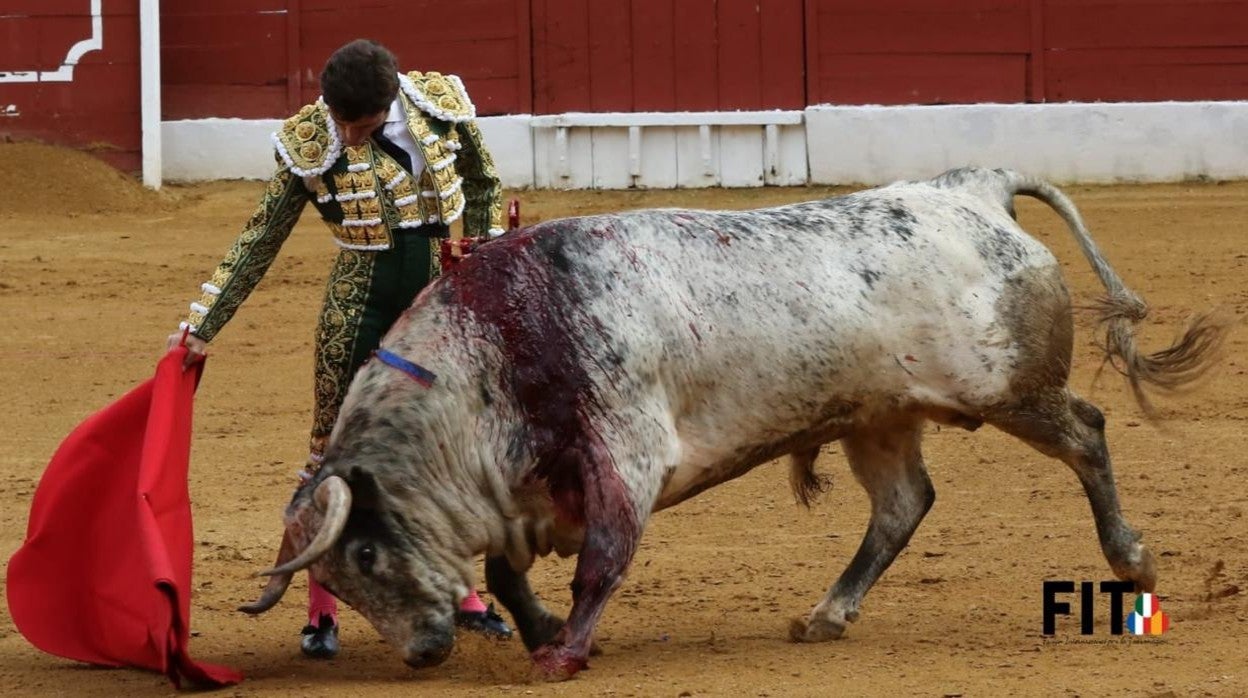 Fernando Robleño, con el primer toro de José Luis Pereda