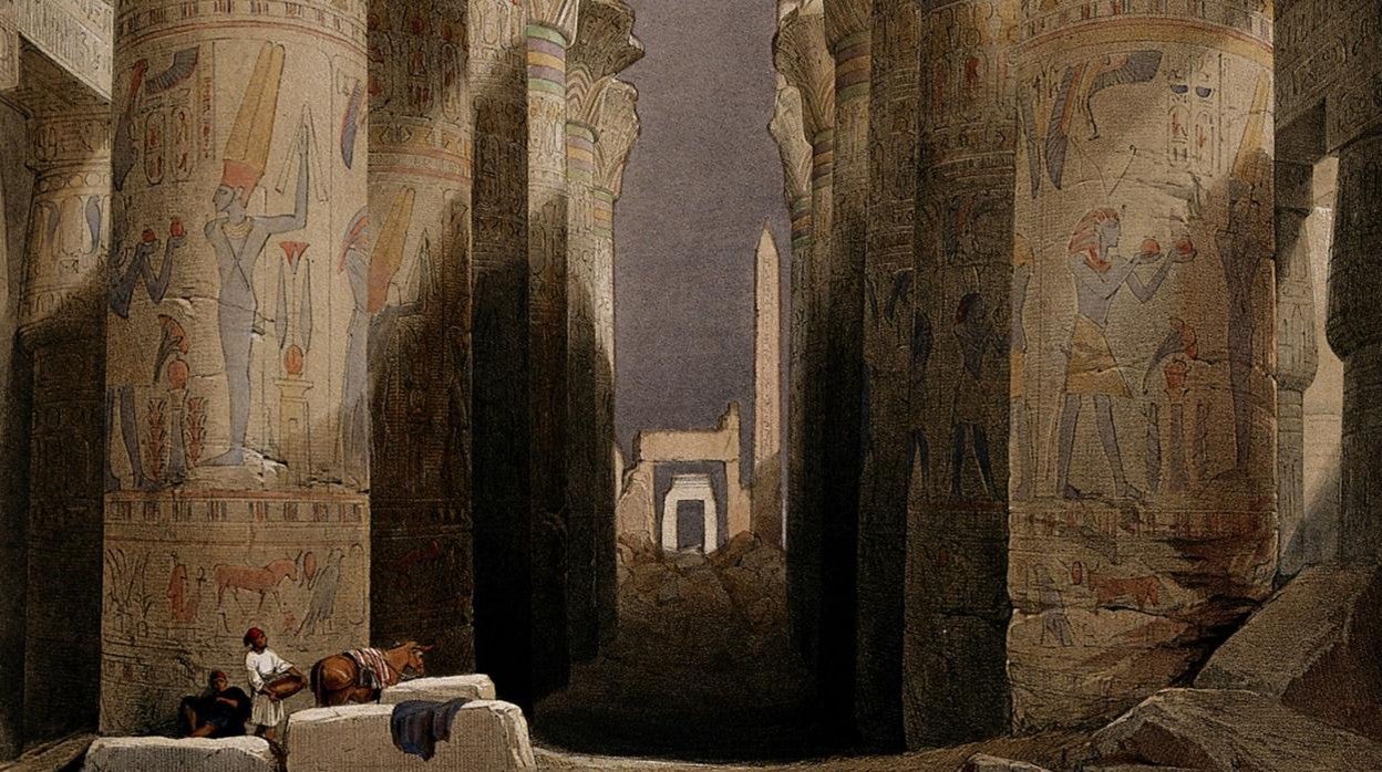Sala hipóstila de Karnak, litografía (1846) del británico David Roberts