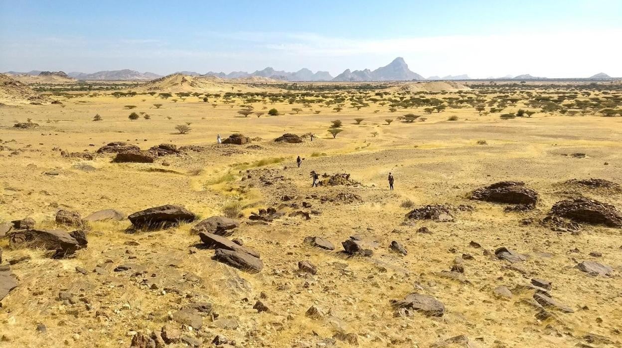 Vistas del paisaje de dispersiones de qubbas alrededor del Jebel Maman.