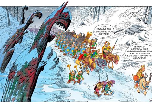 Una de las viñetas del nuevo álbum de Astérix y Obélix