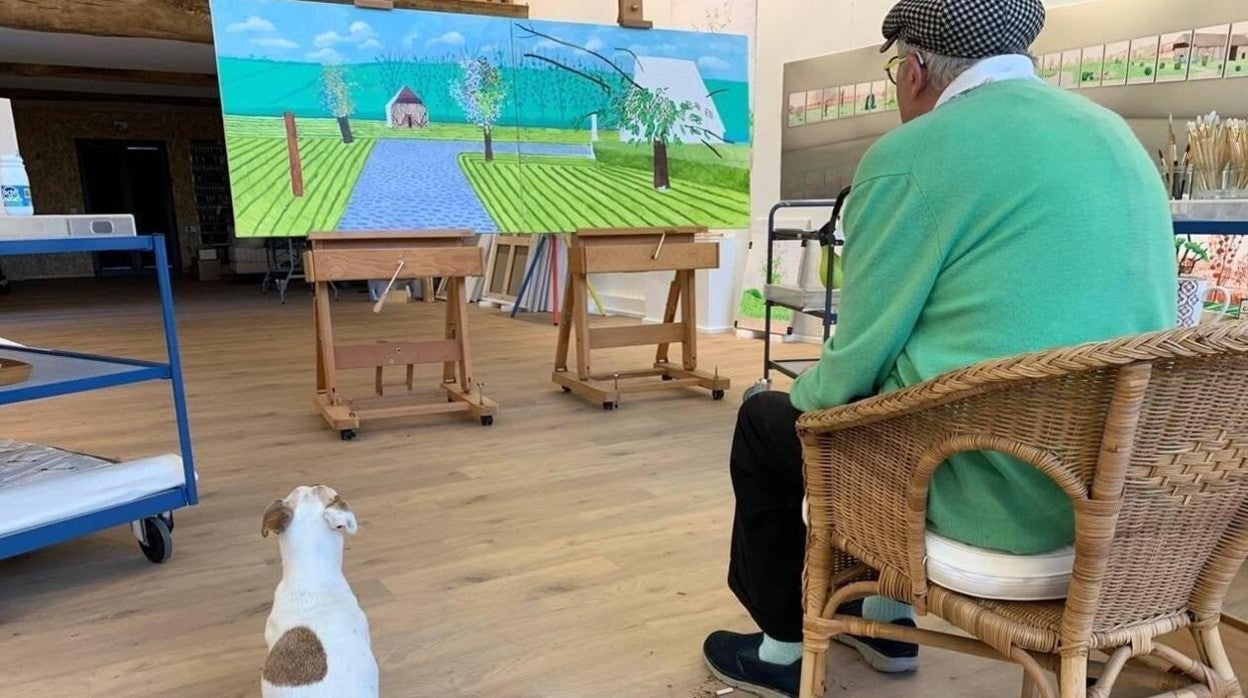 David Hockney, en el estudio con Ruby, mayo de 2019