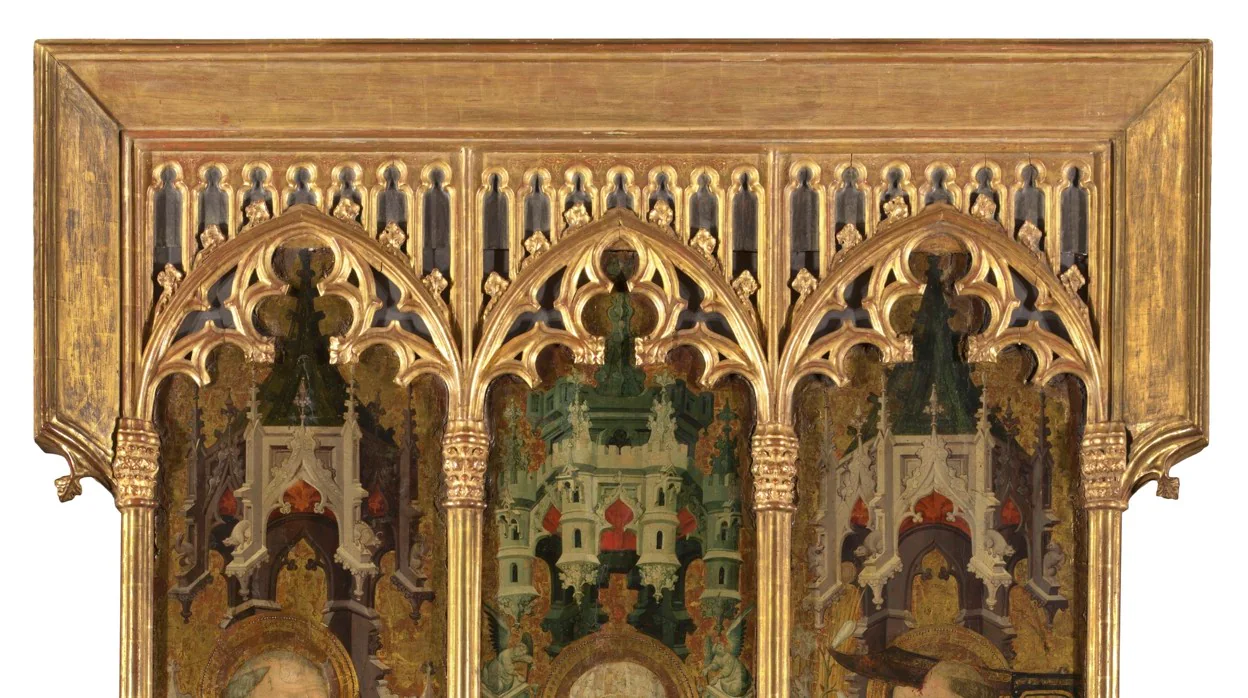 Tabla principal del retablo de Santa Marta, Santo Domingo y San Pedro Mártir, de Lluís Borrassà. Detalle