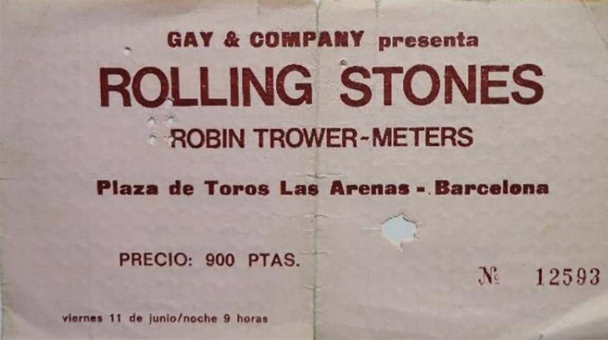 Entrada del primer concierto de los Rolling Stones en España, en 1976