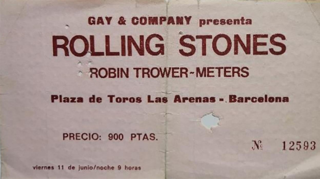 Entrada del primer concierto de los Rolling Stones en España, en 1976