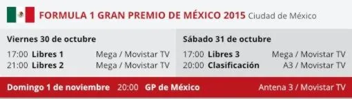 Horarios y TV del GP de México