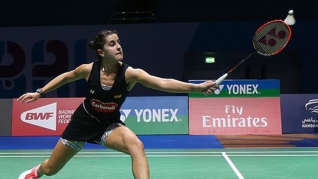 Carolina Marín, durante su partido ante Newhal