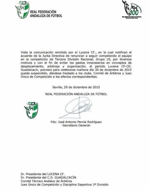 El Lucena, sin técnico ni jugadores, renuncia a seguir compitiendo