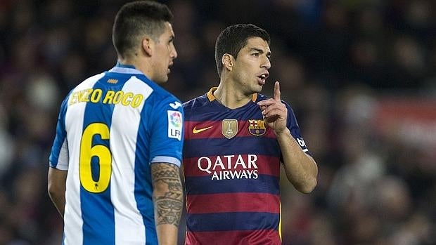 Suárez, durante el partido contra el Español