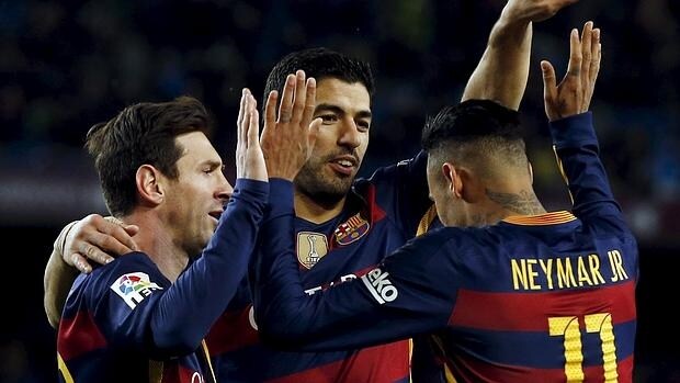Messi, Suárez y Neymar, durante el Barça-Celta