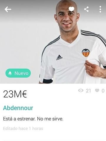 «Se vende» a los jugadores del Valencia en una app de objetos de segunda mano