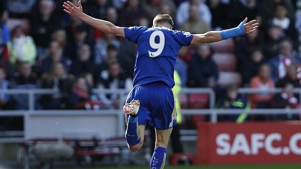 Vardy, celebrando el 0-1