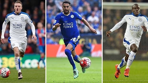 Vardy, Mahrez y Kante