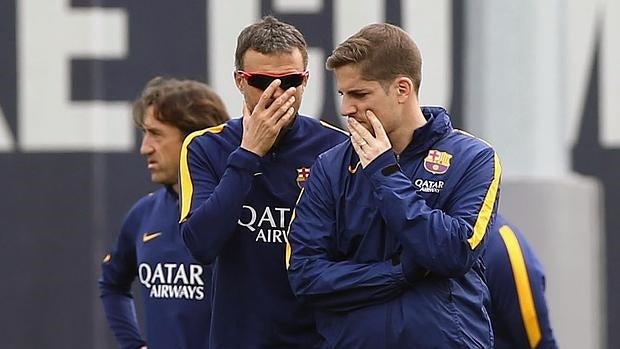 Luis Enrique, durante el entrenamiento