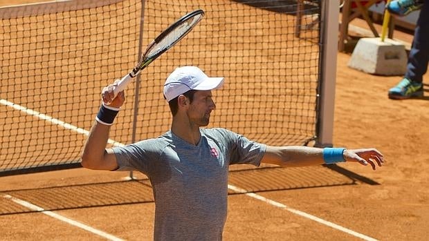 Novak Djokovic, en un entrenamiento en la Caja Mágica