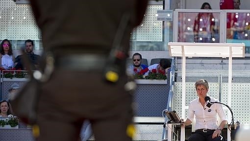 Un vigilante de seguridad durante el Mutua Madrid Open