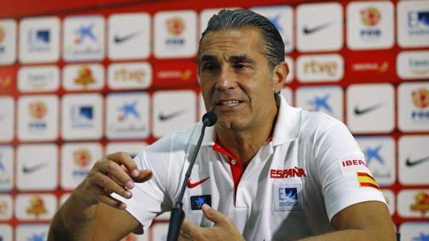 Sergio Scariolo, durante una rueda de prensa con la selección española de baloncesto