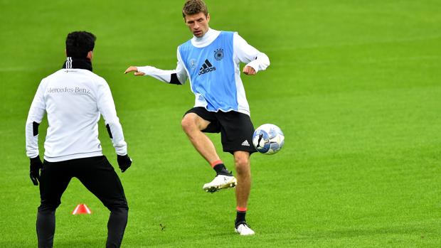 Muller, en un entrenamiento con la selección alemana